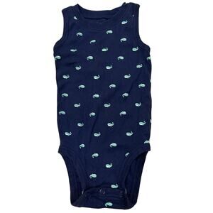 Just One You by Carter's Baby Whale Pattern Bodysuit Navy Green, size 9M NWOT